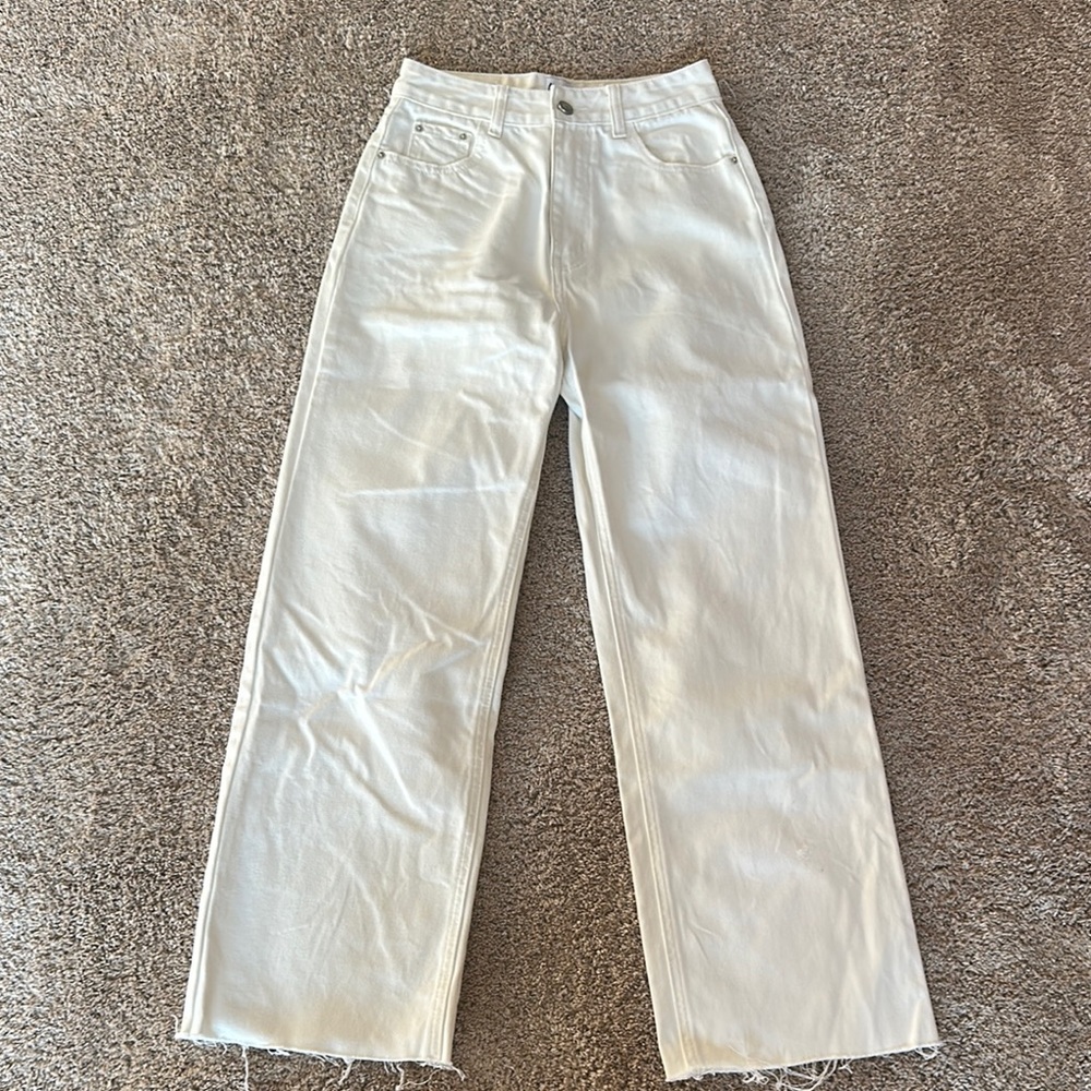 Princess Polly White Straight Leg Jeans High-Waisted Rigid